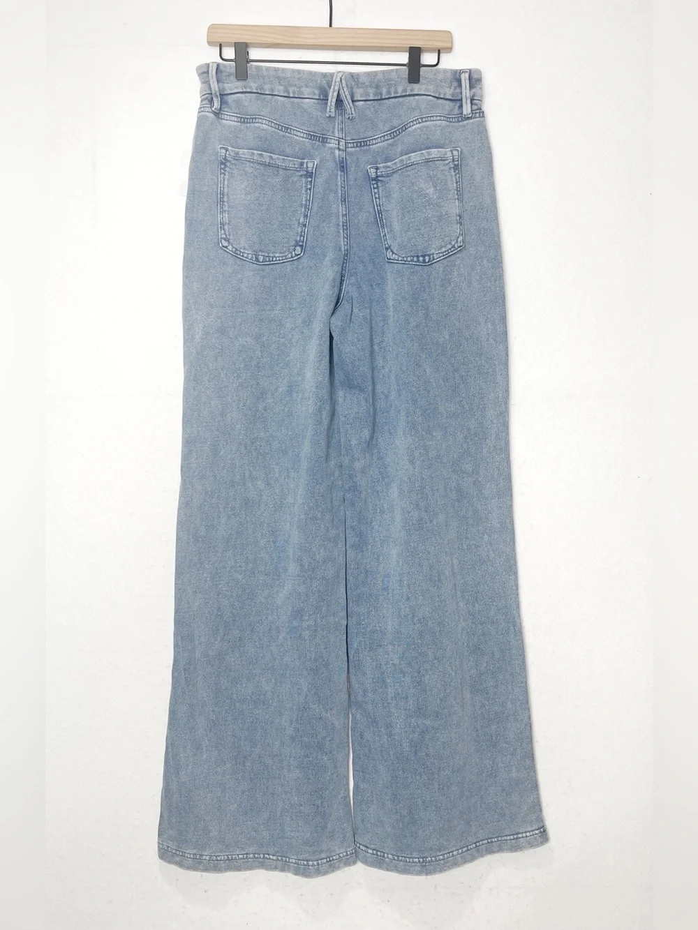 Good American Jeanius Good Skate High Waist Crop Wide Leg Jeans Light Indigo 14